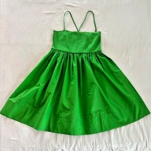 Zara‎ Mini Sundress Women's Large Green Smocked Spaghetti Strap